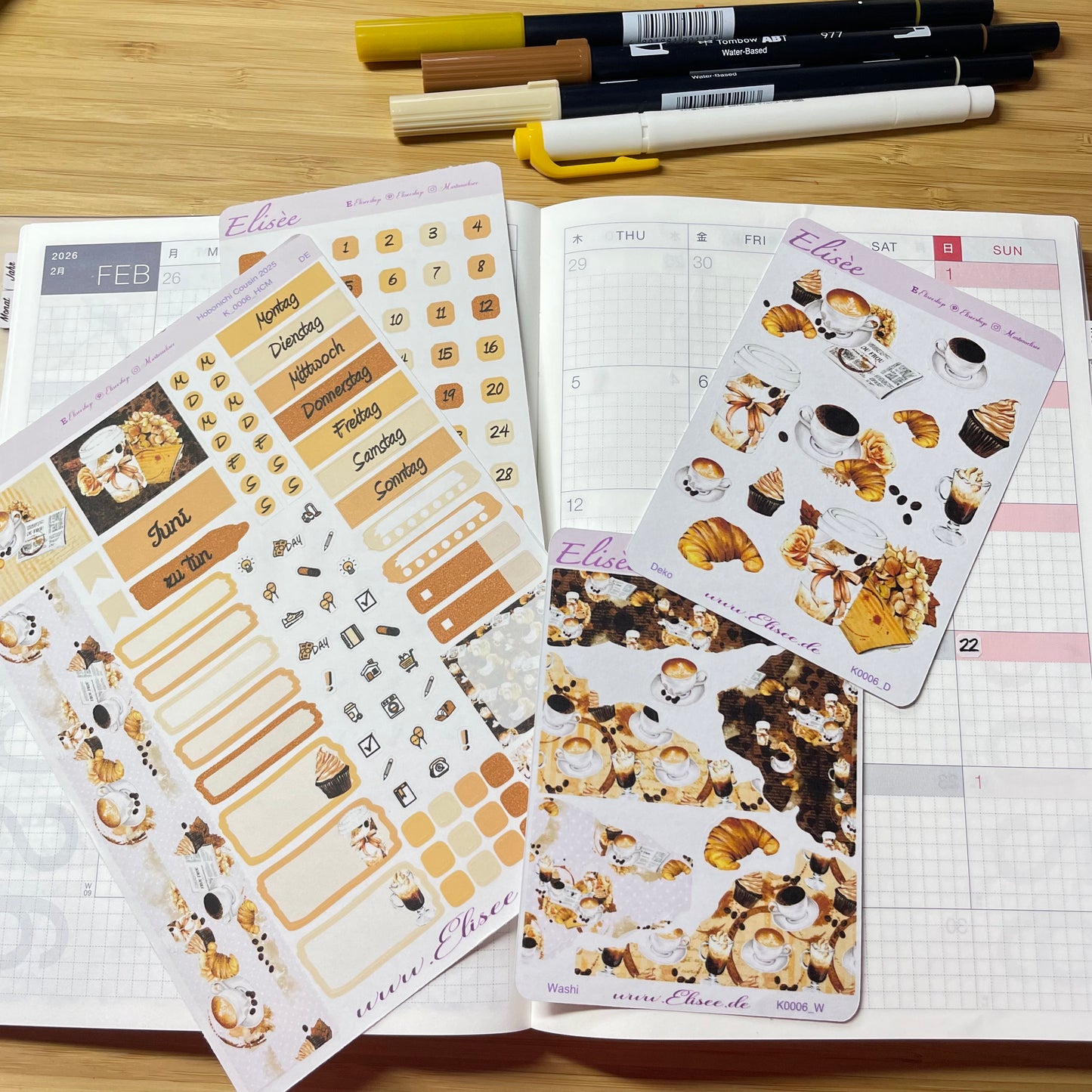 K0006_"BUT FIRST COFFEE" June 2025 Monthly Kit Hobonichi Cousin / A5 / Bullet Journal