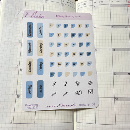 K0007_"NAUTICAL" Juli 2025 Datecovers / Bullet Journal / Cousin / Weeks