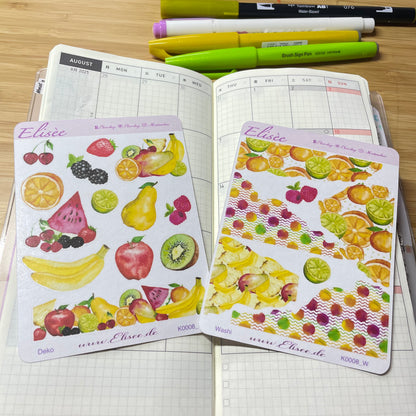 K0008_"FRUITS" August 2025 Decoration and Washi / Bullet Journal / Cousin / Weeks