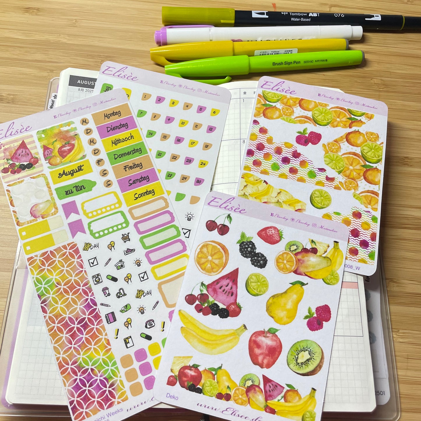 K0008_"FRUITS" August 2025 Monatskit Hobonichi Weeks / Personal Planer / Bullet Journal