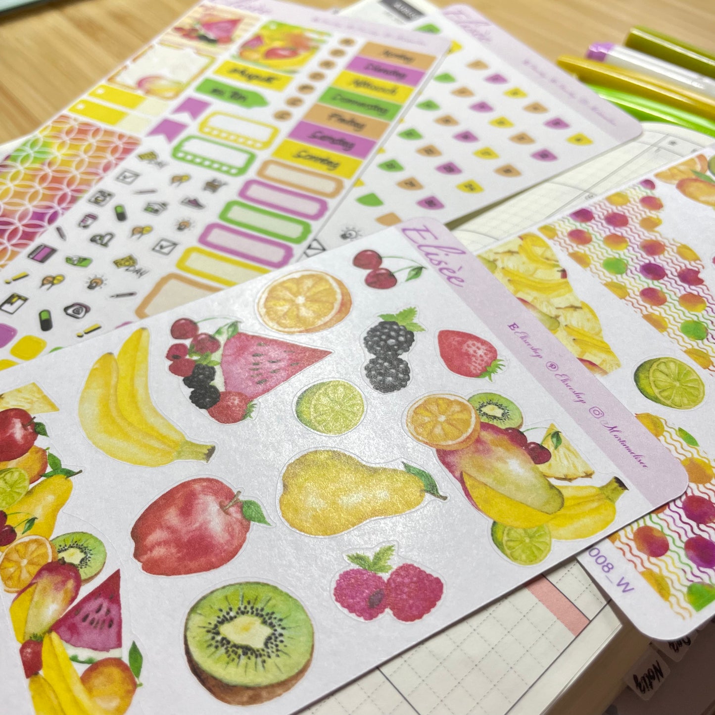 K0008_"FRUITS" August 2025 Monatskit Hobonichi Weeks / Personal Planer / Bullet Journal