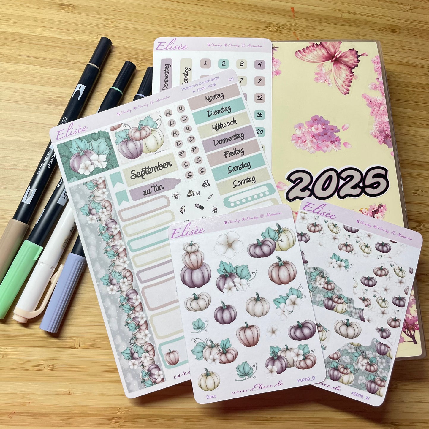 K0009_"HERBST KÜRBIS" September 2025 Datecovers / Bullet Journal / Cousin / Weeks