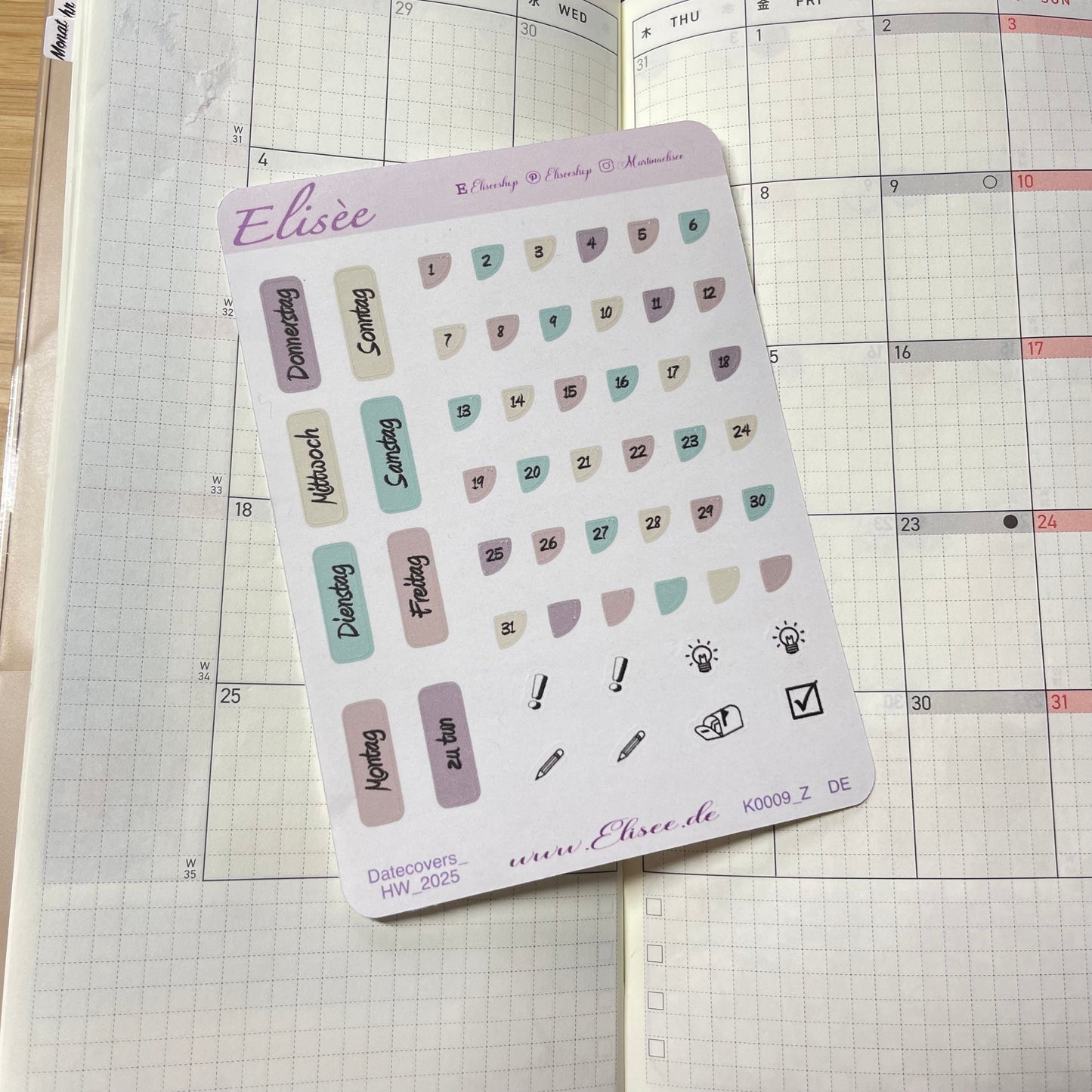 K0009_"HERBST KÜRBIS" September 2025 Datecovers / Bullet Journal / Cousin / Weeks