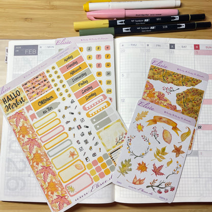 K0010_"FALL" Oktober 2025 Monatskit Hobonichi Cousin / A5 / Bullet Journal