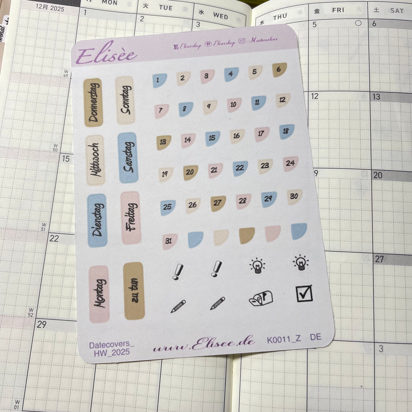 K0011_"ALICE IM WUNDERLAND" November 2025 Datecovers / Bullet Journal / Cousin / Weeks