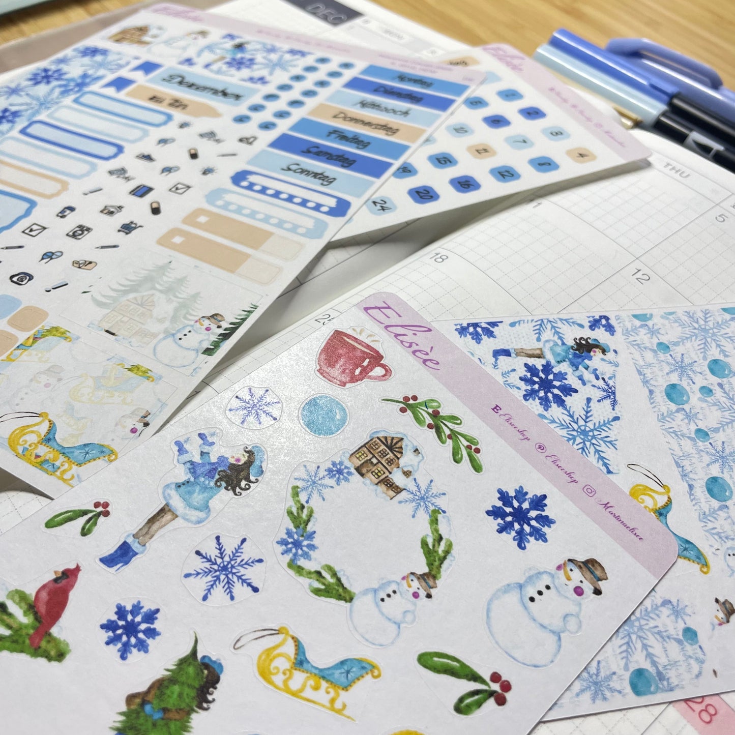 K0012_"CHRISTMAS TIME" Dezember 2025 Monatskit Hobonichi Cousin / A5 / Bullet Journal