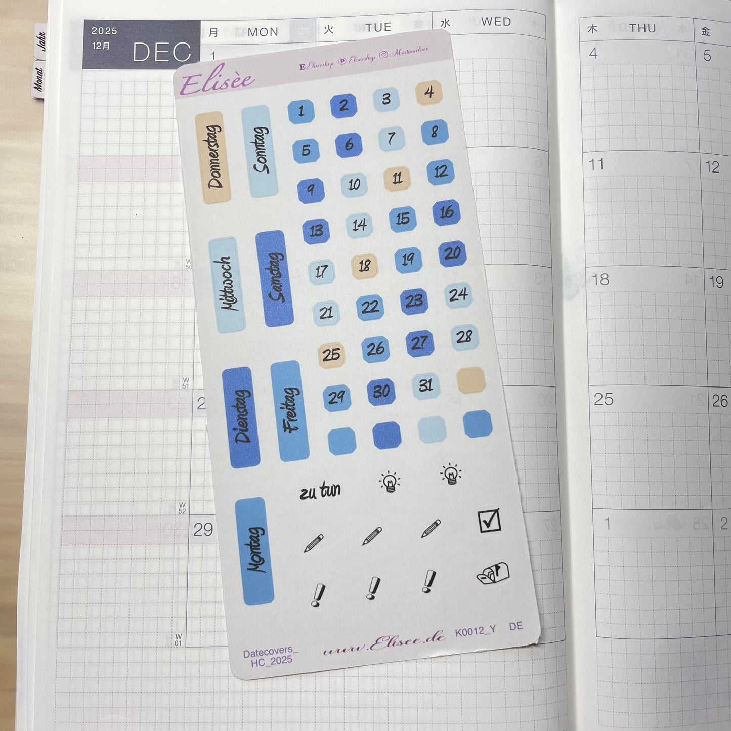 K0012_"CHRISTMAS TIME" Dezember 2025 Datecovers / Bullet Journal / Cousin / Weeks