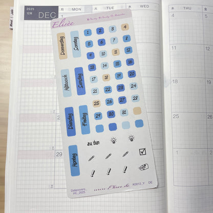 K0012_"CHRISTMAS TIME" Dezember 2025 Datecovers / Bullet Journal / Cousin / Weeks