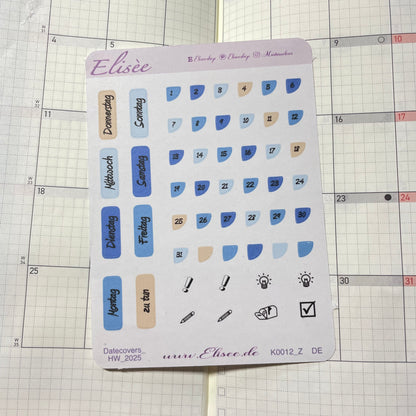 K0012_"CHRISTMAS TIME" Dezember 2025 Datecovers / Bullet Journal / Cousin / Weeks