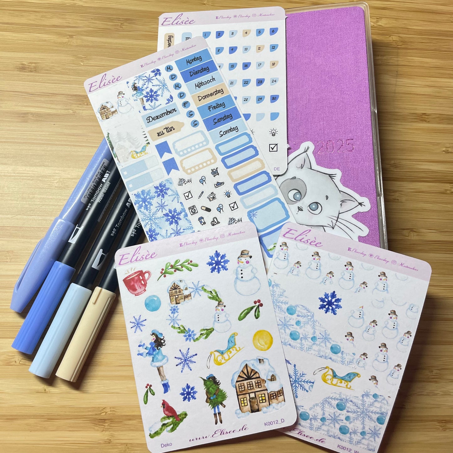 K0012_"CHRISTMAS TIME" Dezember 2025 Deko und Washi / Bullet Journal / Cousin / Weeks