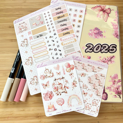 K0013_"BIRTHDAY UNICORN" 2025 Deko und Washi / Bullet Journal / Cousin / Weeks