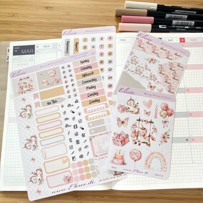 K0013_"BIRTHDAY UNICORN" 2025 Monatskit Hobonichi Cousin / A5 / Bullet Journal