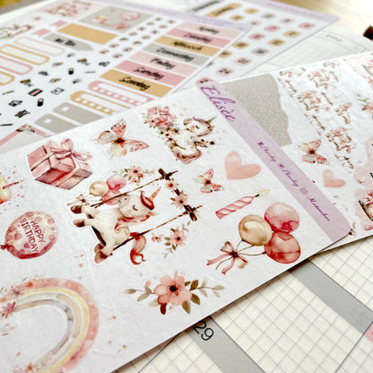 K0013_"BIRTHDAY UNICORN" 2025 Monatskit Hobonichi Cousin / A5 / Bullet Journal