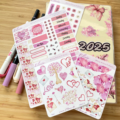 K0014_"VALENTINE" 2025 Deko und Washi / Bullet Journal / Cousin / Weeks