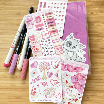 K0014_"VALENTINE" 2025 Deko und Washi / Bullet Journal / Cousin / Weeks