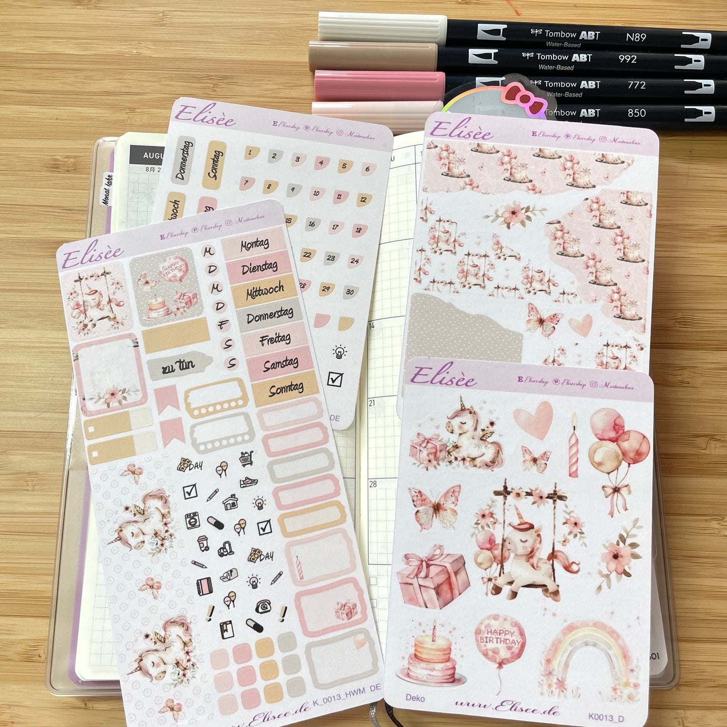 K0013_"BIRTHDAY UNICORN" 2025 Monatskit Hobonichi Weeks / Personal Planer / Bullet Journal