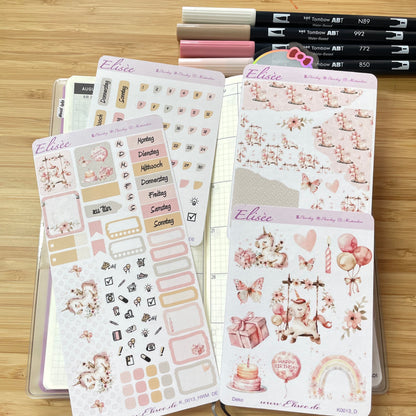 K0013_"BIRTHDAY UNICORN" 2025 Monatskit Hobonichi Weeks / Personal Planer / Bullet Journal