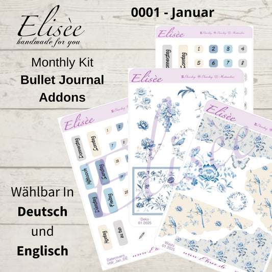 K0001_"Chinoise Flowers" Januar 2025 Datecovers / Bullet Journal / Cousin / Weeks
