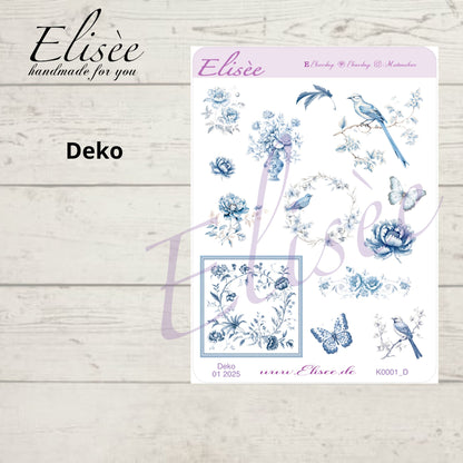 K0001_"Chinoise Flowers" Januar  Deko und Washi / Bullet Journal / Cousin / Weeks
