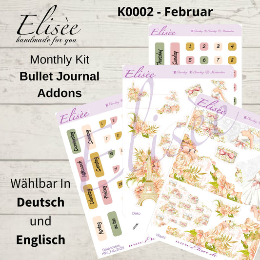 K0002_"PARIS" Februar 2025 Datecovers / Bullet Journal / Cousin / Weeks