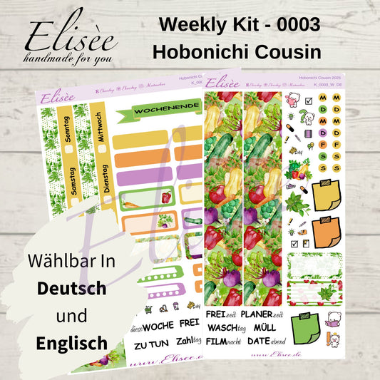 K0003_"VEGETABLES" weekly kit Hobonichi Cousin / A5 / Bullet Journal
