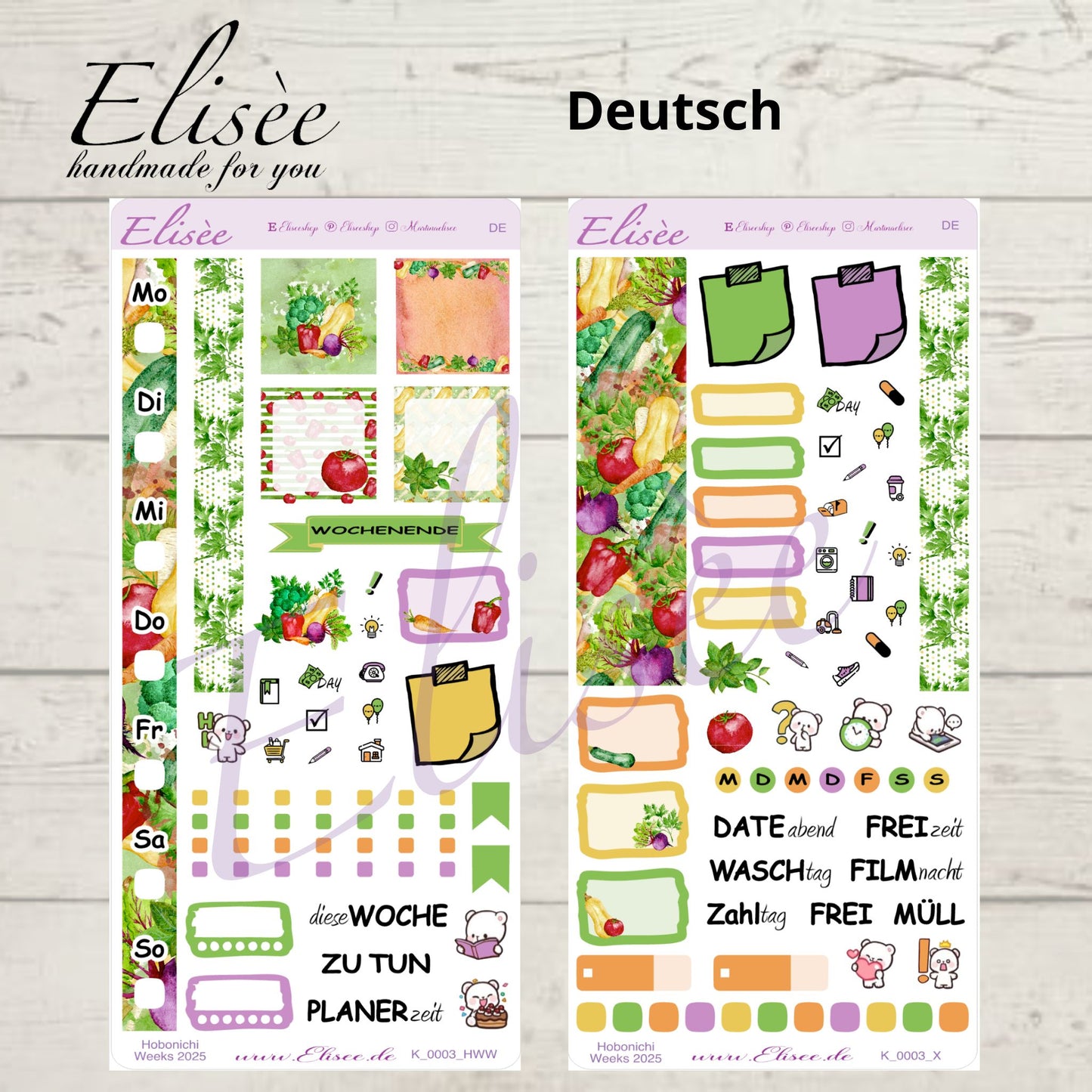 K0003_"VEGETABLES" Wochenkit Hobonichi Weeks / Personal Planer / Bullet Journal