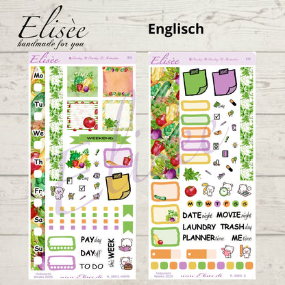 K0003_"VEGETABLES" Wochenkit Hobonichi Weeks / Personal Planer / Bullet Journal