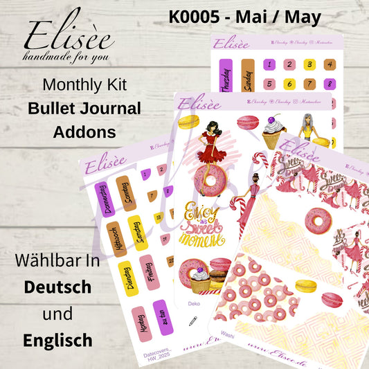 K0005_"SWEET DREAMS" Mai 2025 Datecovers / Bullet Journal / Cousin / Weeks