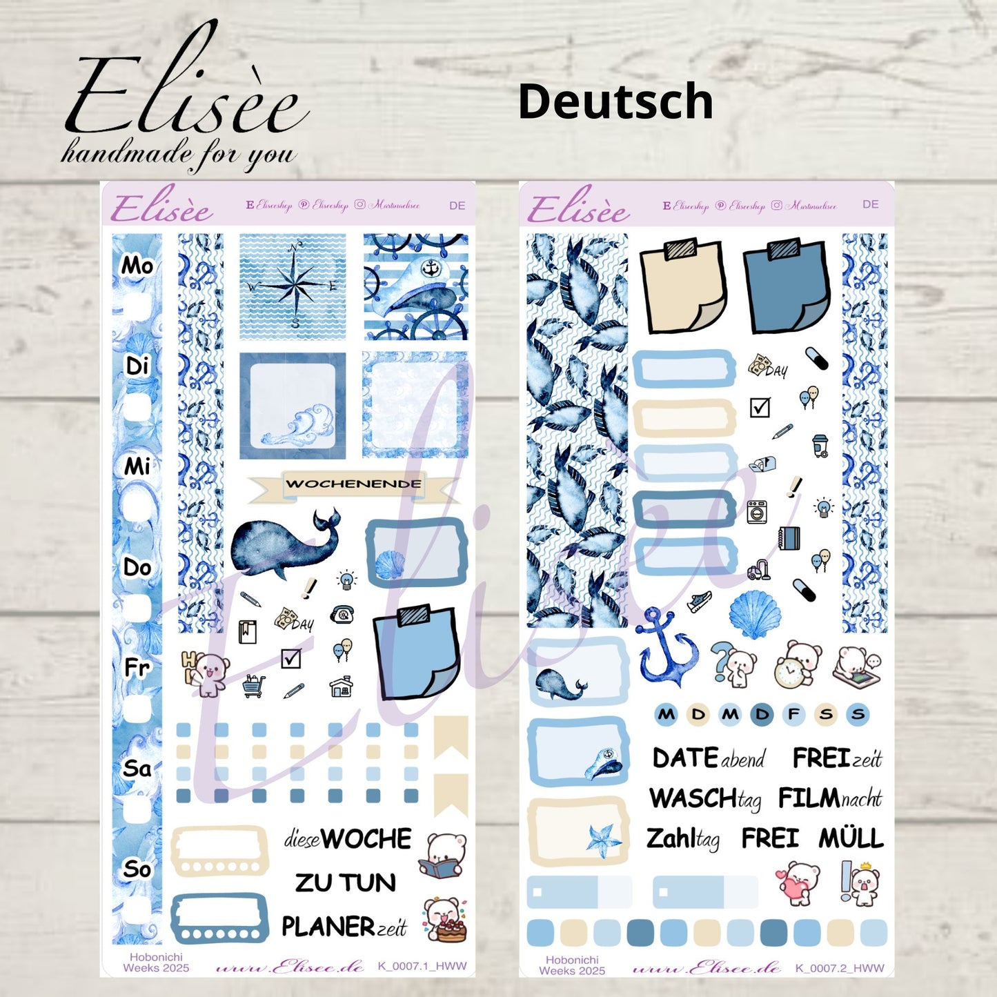 K0007_"NAUTICAL" Wochenkit Hobonichi Weeks / Personal Planer / Bullet Journal