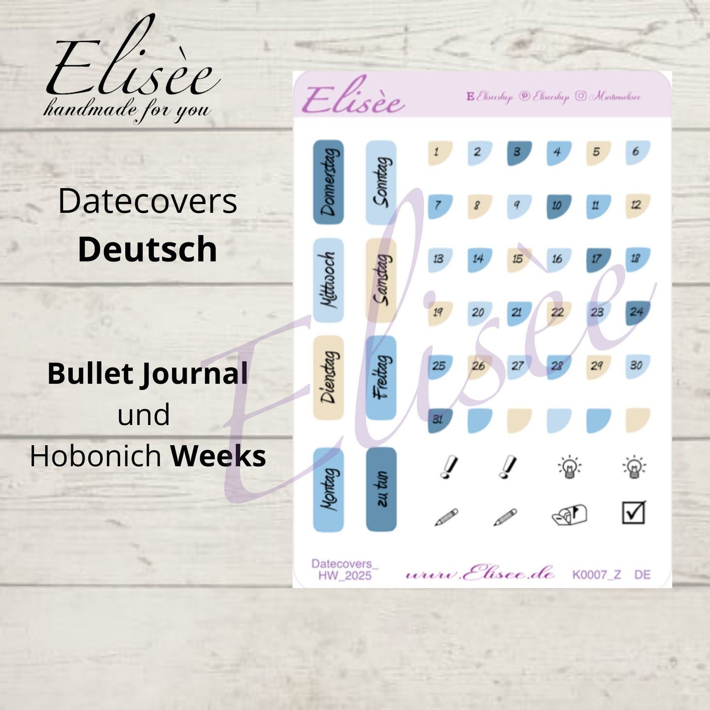 K0007_"NAUTICAL" Juli 2025 Datecovers / Bullet Journal / Cousin / Weeks