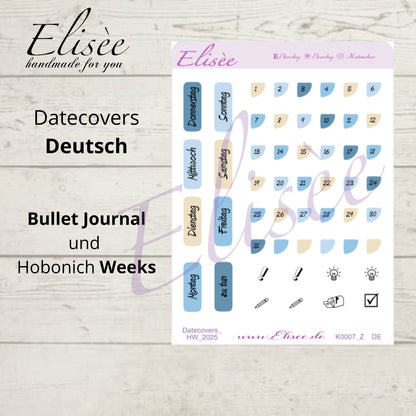 K0007_"NAUTICAL" Juli 2025 Datecovers / Bullet Journal / Cousin / Weeks