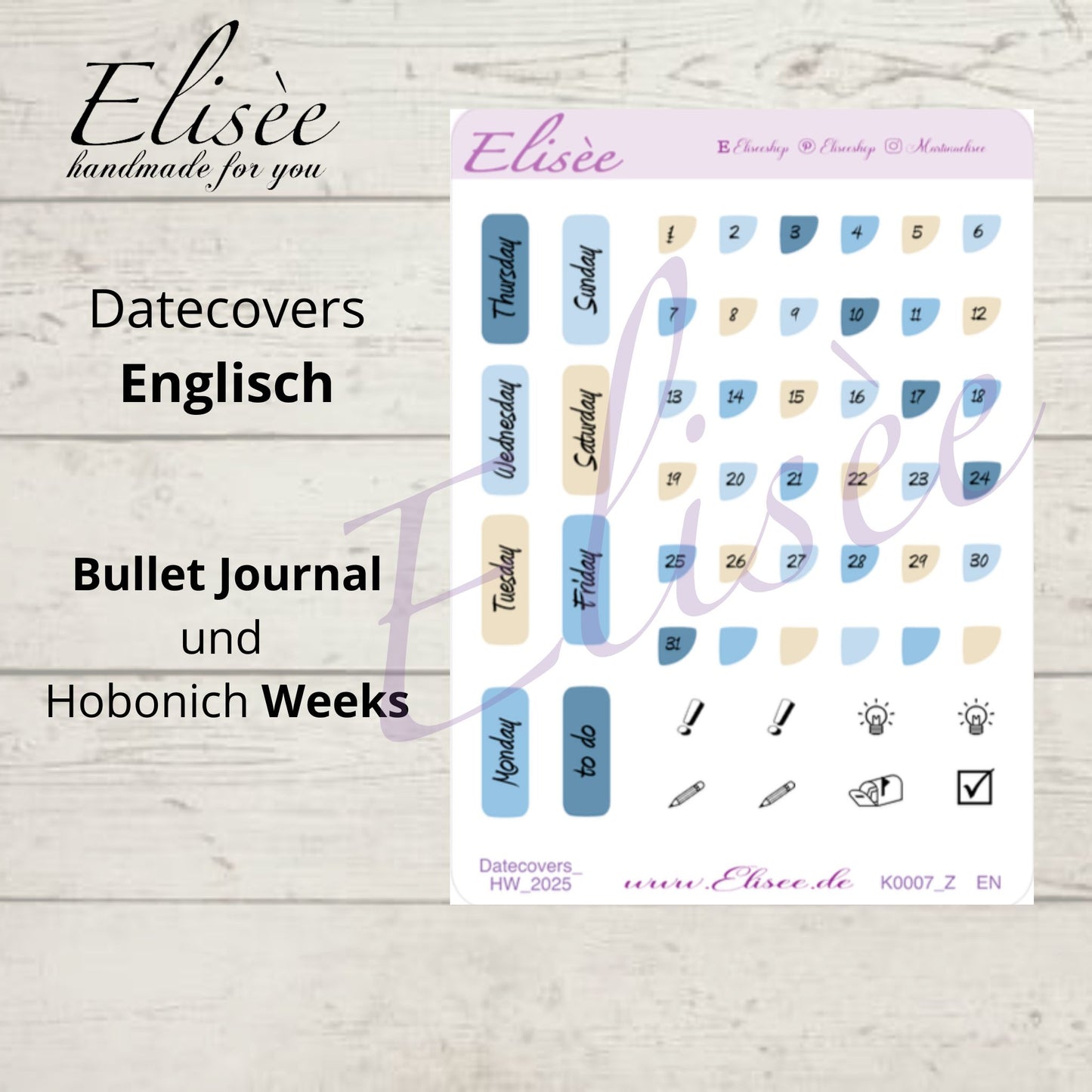 K0007_"NAUTICAL" Juli 2025 Datecovers / Bullet Journal / Cousin / Weeks