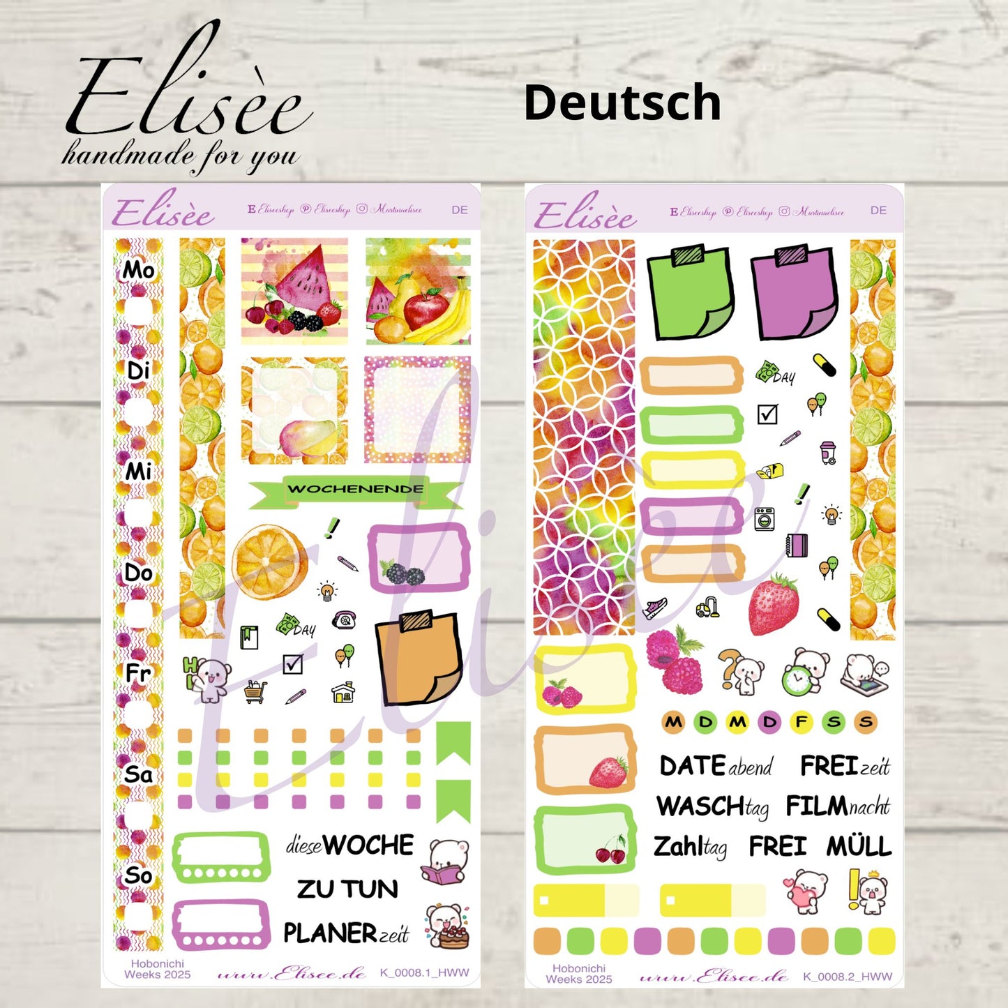 K0008_"FRUITS" Wochenkit Hobonichi Weeks / Personal Planer / Bullet Journal