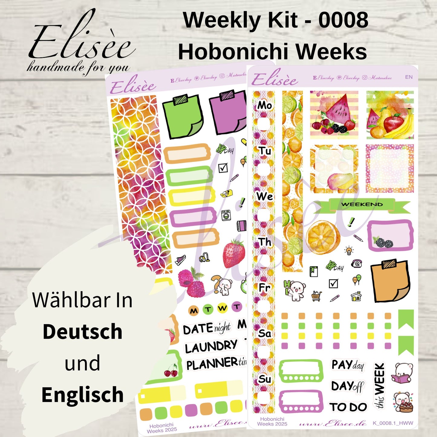 K0008_"FRUITS" Wochenkit Hobonichi Weeks / Personal Planer / Bullet Journal