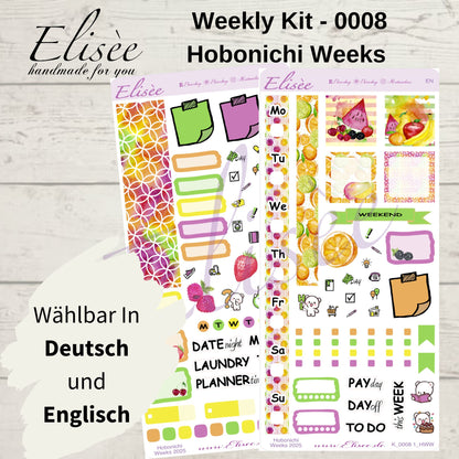 K0008_"FRUITS" Wochenkit Hobonichi Weeks / Personal Planer / Bullet Journal