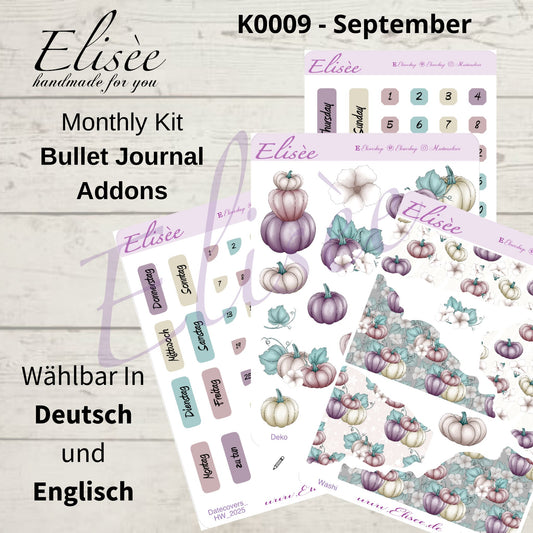 K0009_"HERBST KÜRBIS" September 2025 Datecovers / Bullet Journal / Cousin / Weeks