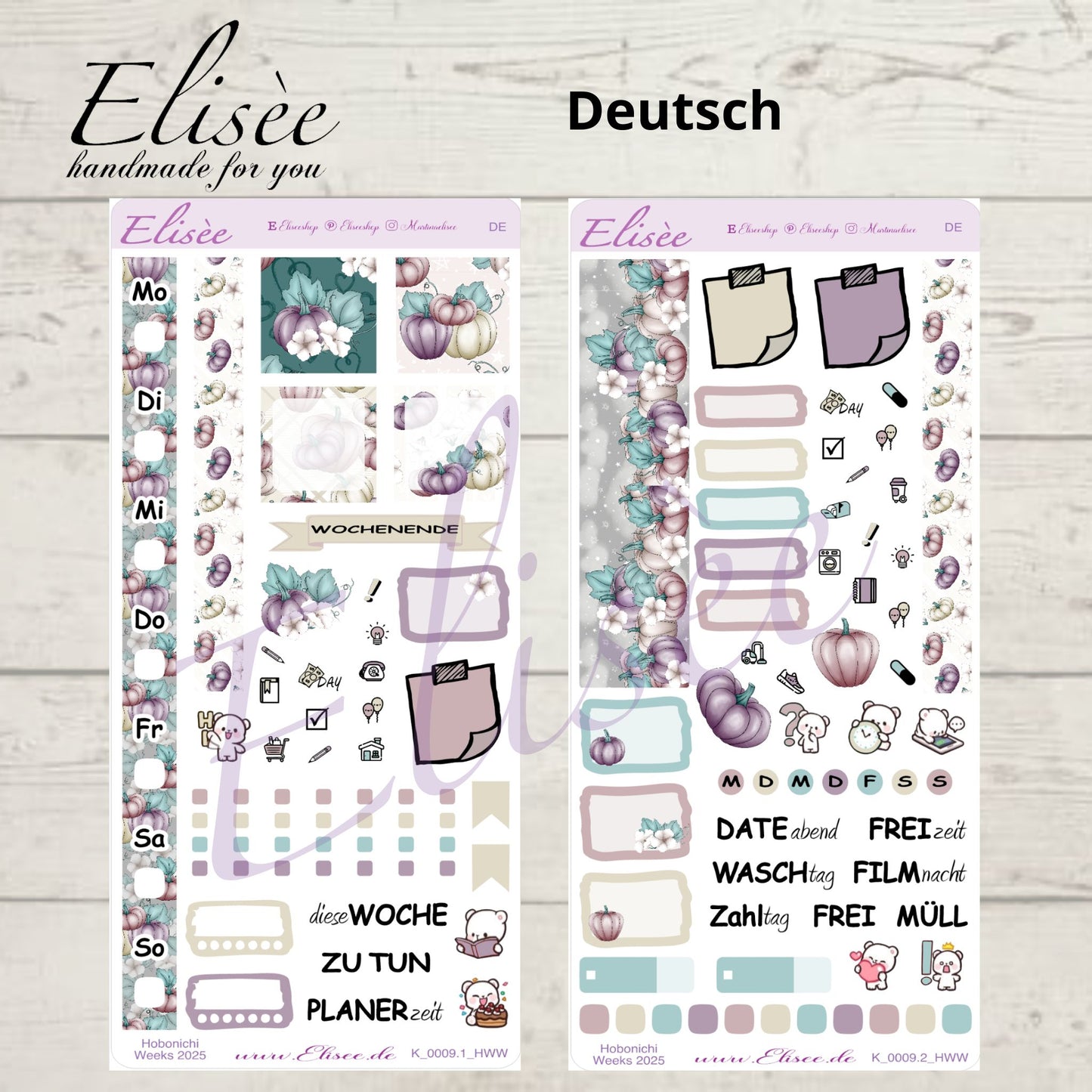 K0009_"HERBST KÜRBIS" Wochenkit Hobonichi Weeks / Personal Planer / Bullet Journal