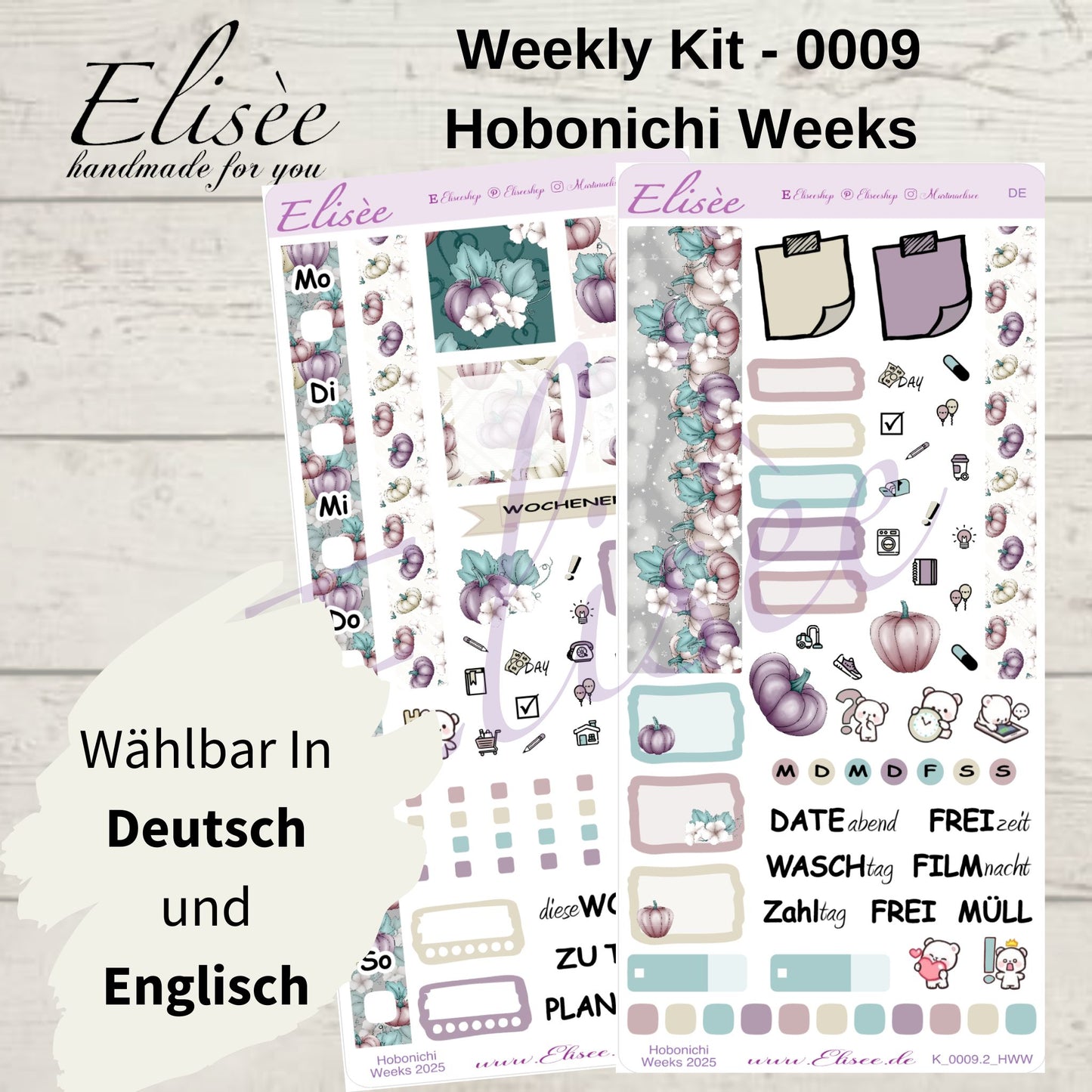 K0009_"HERBST KÜRBIS" Wochenkit Hobonichi Weeks / Personal Planer / Bullet Journal