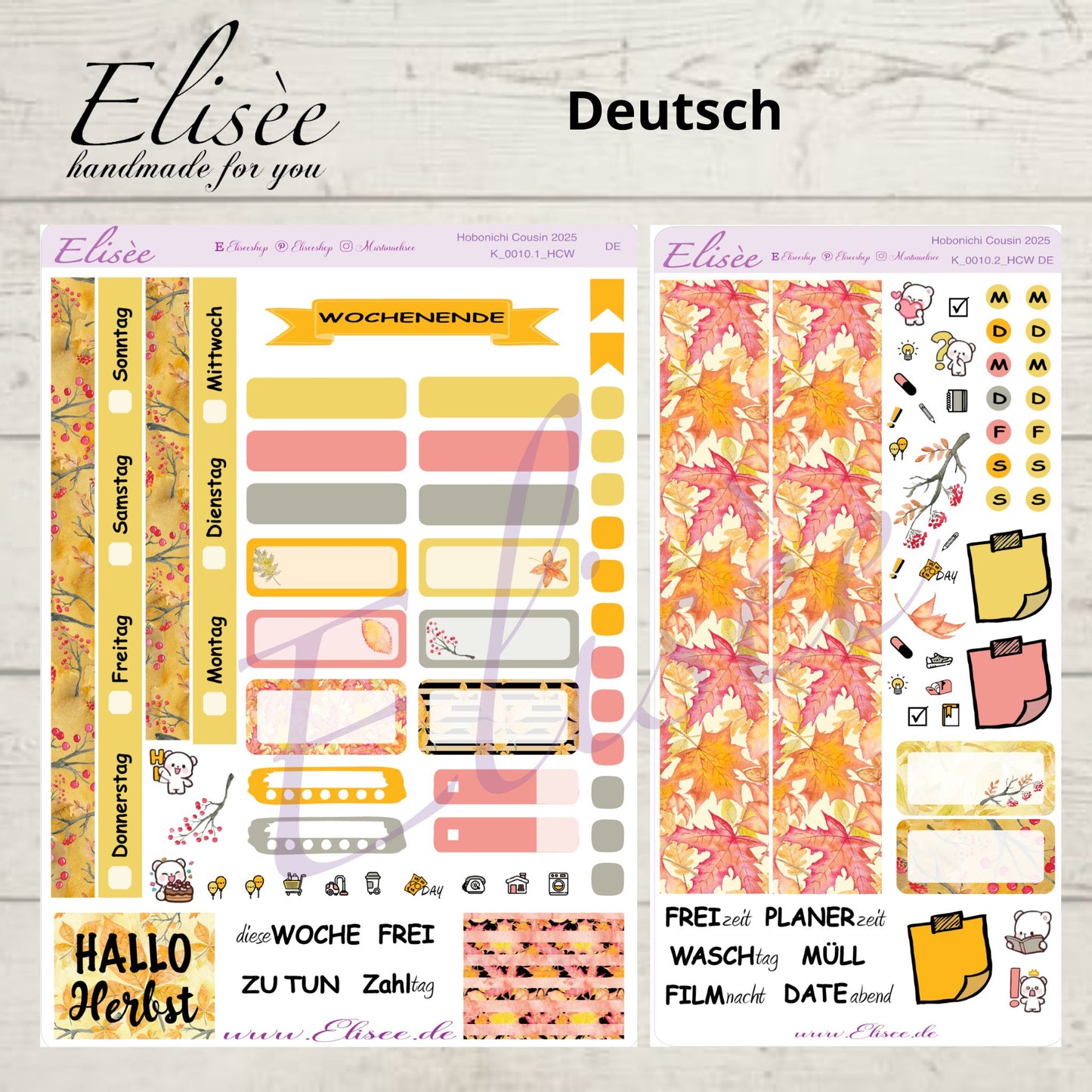 K0010_"FALL" Wochenkit Hobonichi Cousin / A5 / Bullet Journal