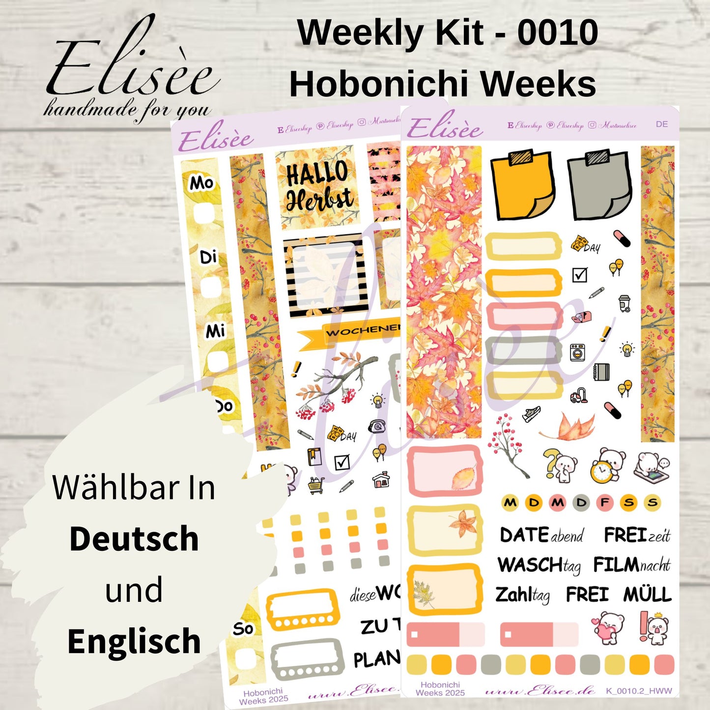 K0010_"FALL" Weekly Kit Hobonichi Weeks / Personal Planner / Bullet Journal