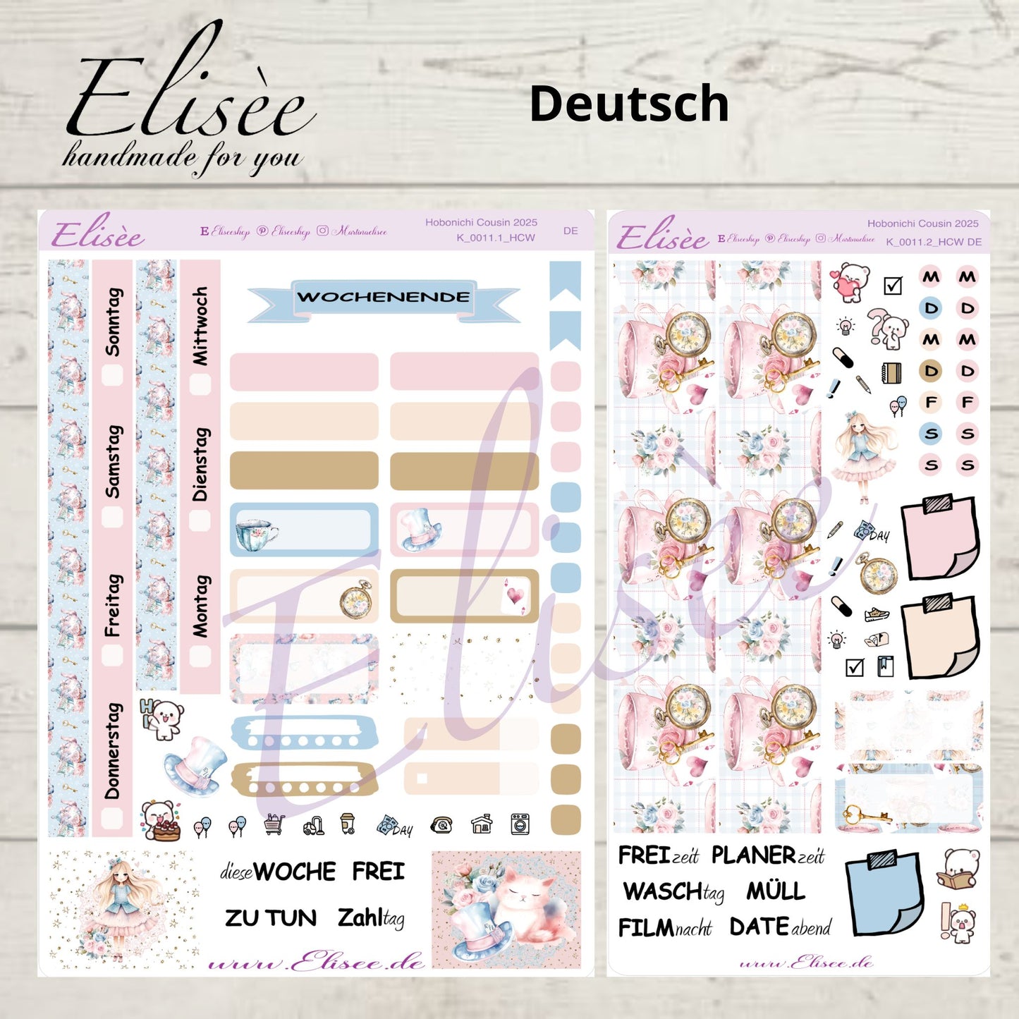K0011_"ALICE IM WUNDERLAND" Wochenkit Hobonichi Cousin / A5 / Bullet Journal