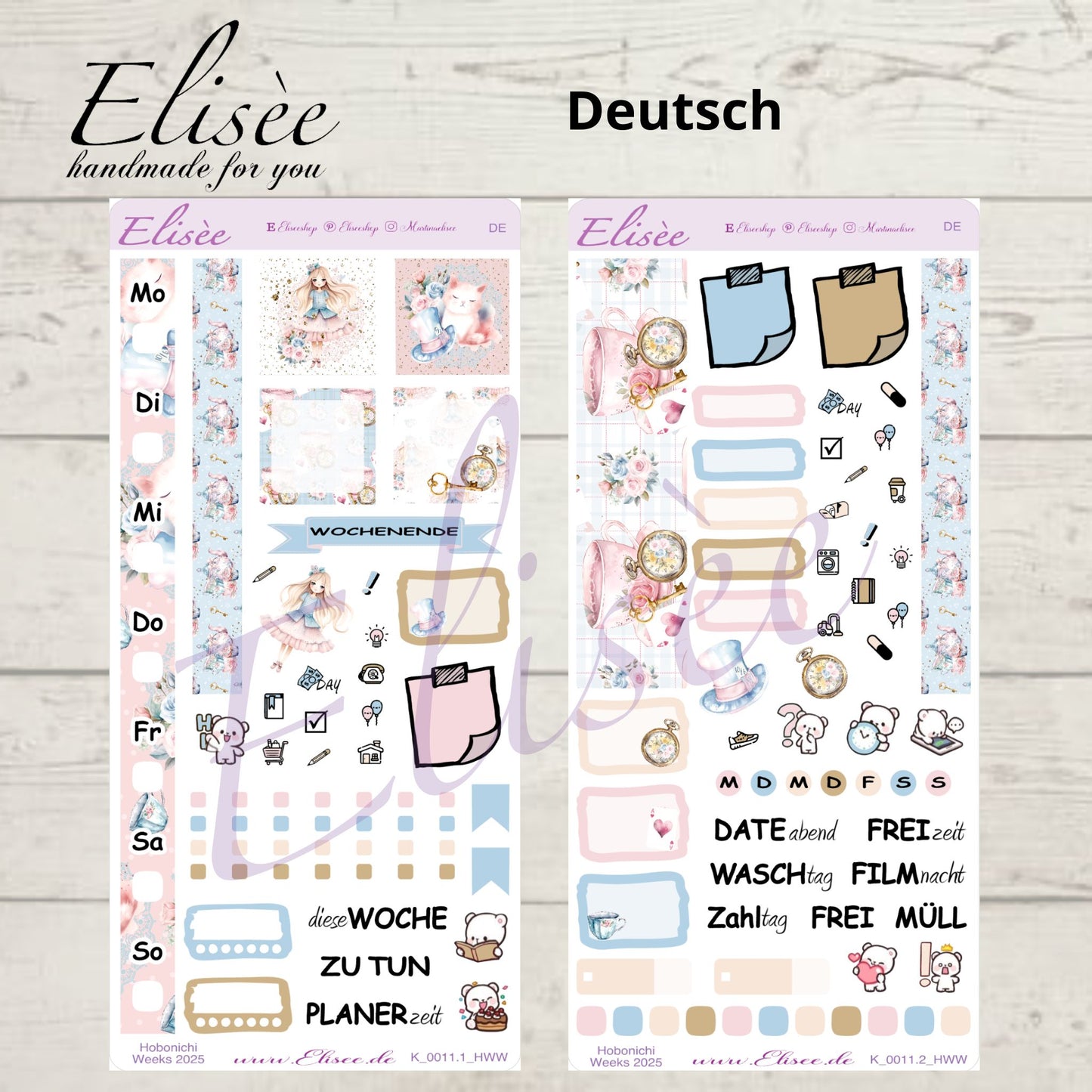 K0011_"ALICE IN WONDERLAND" Weekly Kit Hobonichi Weeks / Personal Planner / Bullet Journal