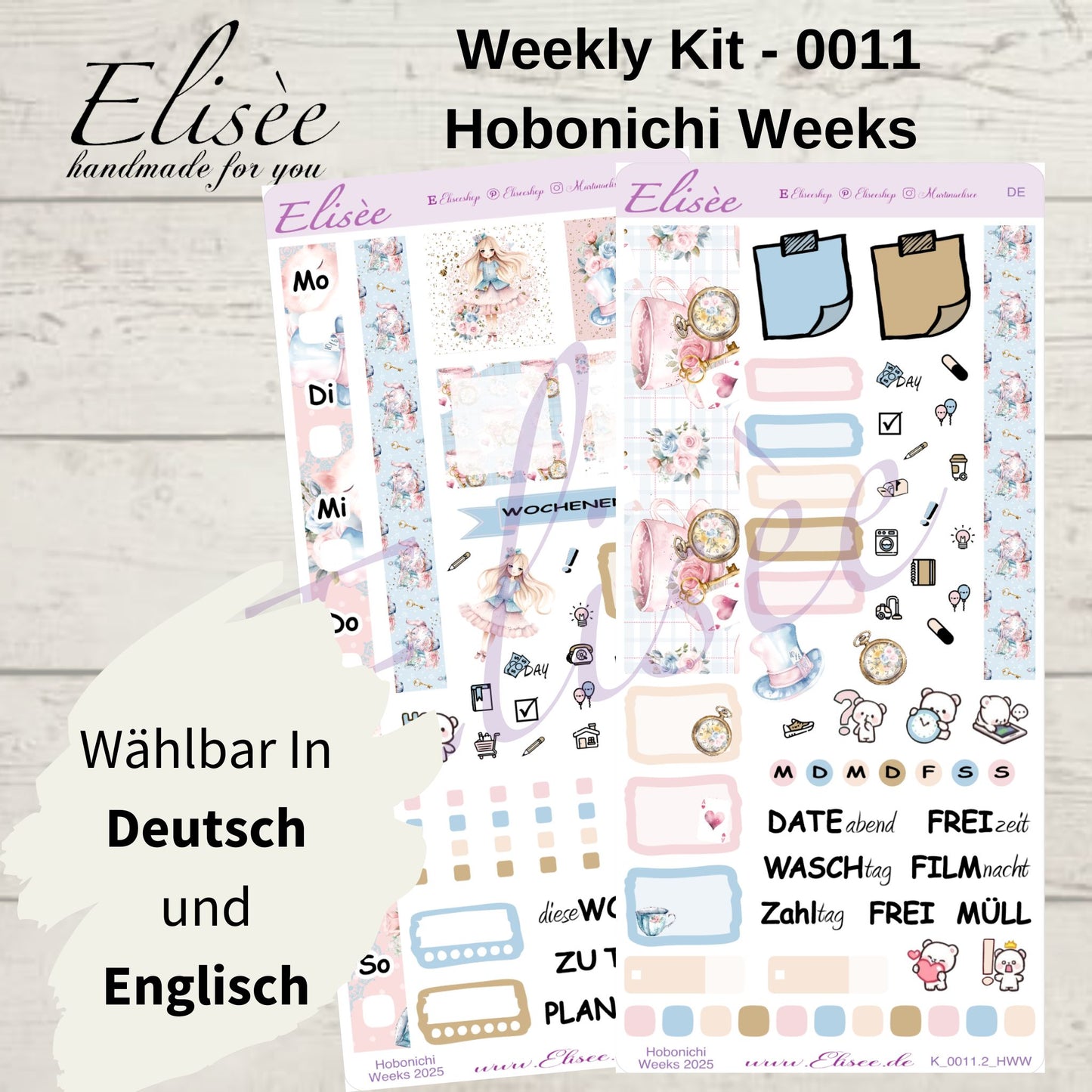 K0011_"ALICE IN WONDERLAND" Weekly Kit Hobonichi Weeks / Personal Planner / Bullet Journal