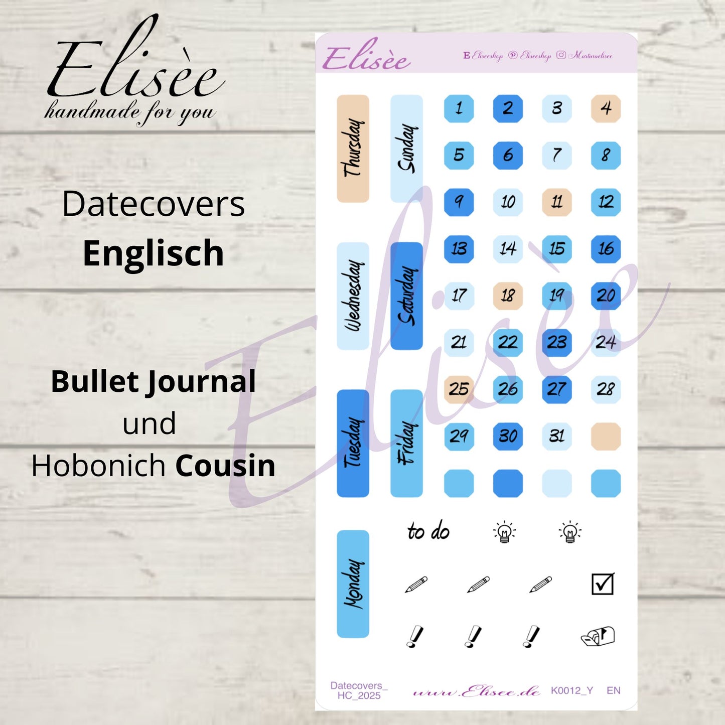 K0012_"CHRISTMAS TIME" Dezember 2025 Datecovers / Bullet Journal / Cousin / Weeks