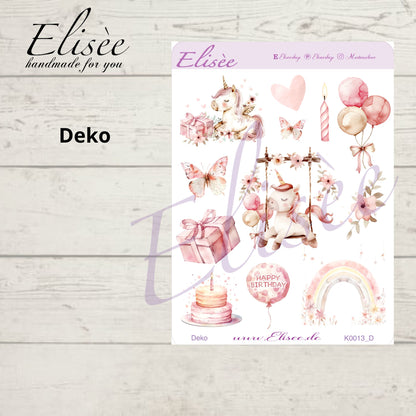 K0013_"BIRTHDAY UNICORN" 2025 Deko und Washi / Bullet Journal / Cousin / Weeks