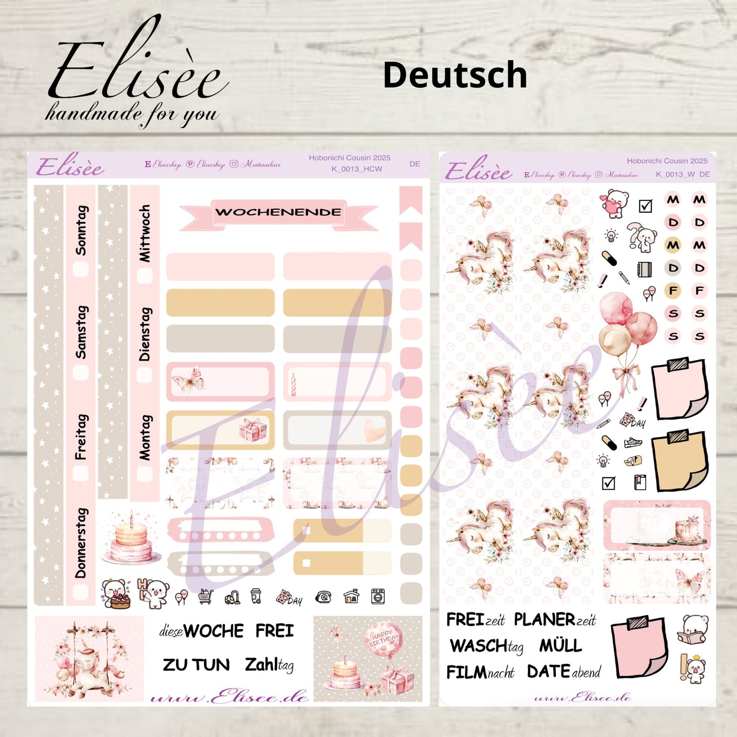 K0013_"BIRTHDAY UNICORN" Wochenkit Hobonichi Cousin / A5 / Bullet Journal