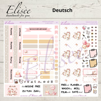 K0013_"BIRTHDAY UNICORN" Wochenkit Hobonichi Cousin / A5 / Bullet Journal