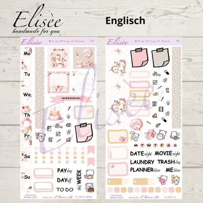 K0013_"BIRTHDAY UNICORN" Wochenkit Hobonichi Weeks / Personal Planer / Bullet Journal