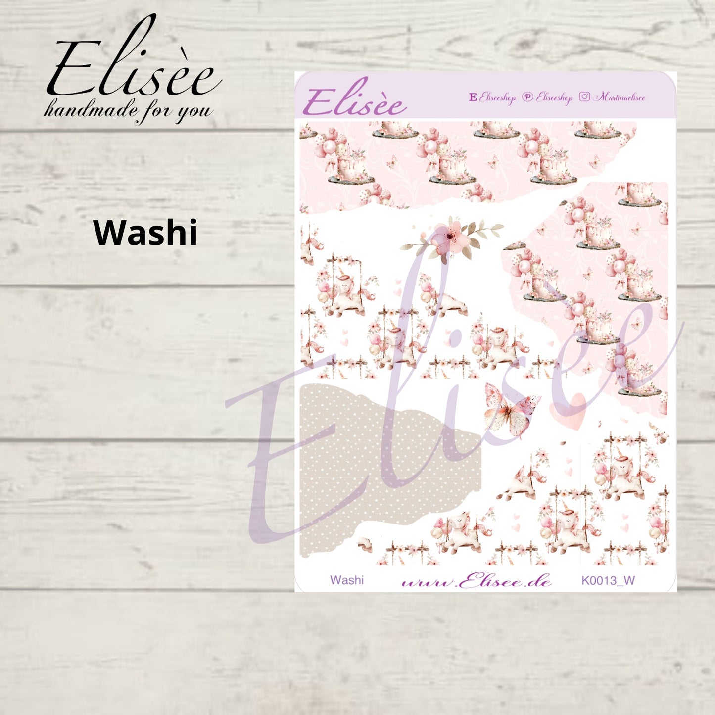 K0013_"BIRTHDAY UNICORN" 2025 Deko und Washi / Bullet Journal / Cousin / Weeks