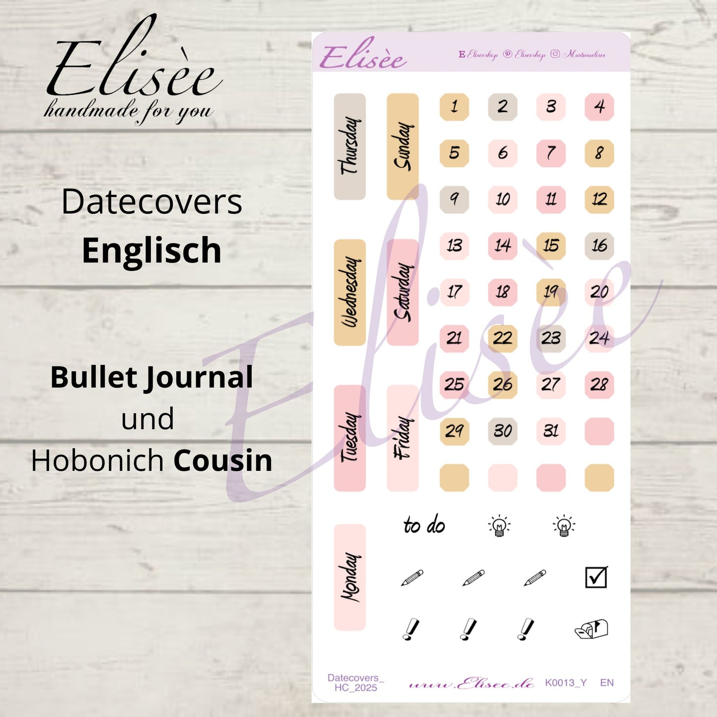 K0013_"BIRTHDAY UNICORN" 2025 Datecovers / Bullet Journal / Cousin / Weeks